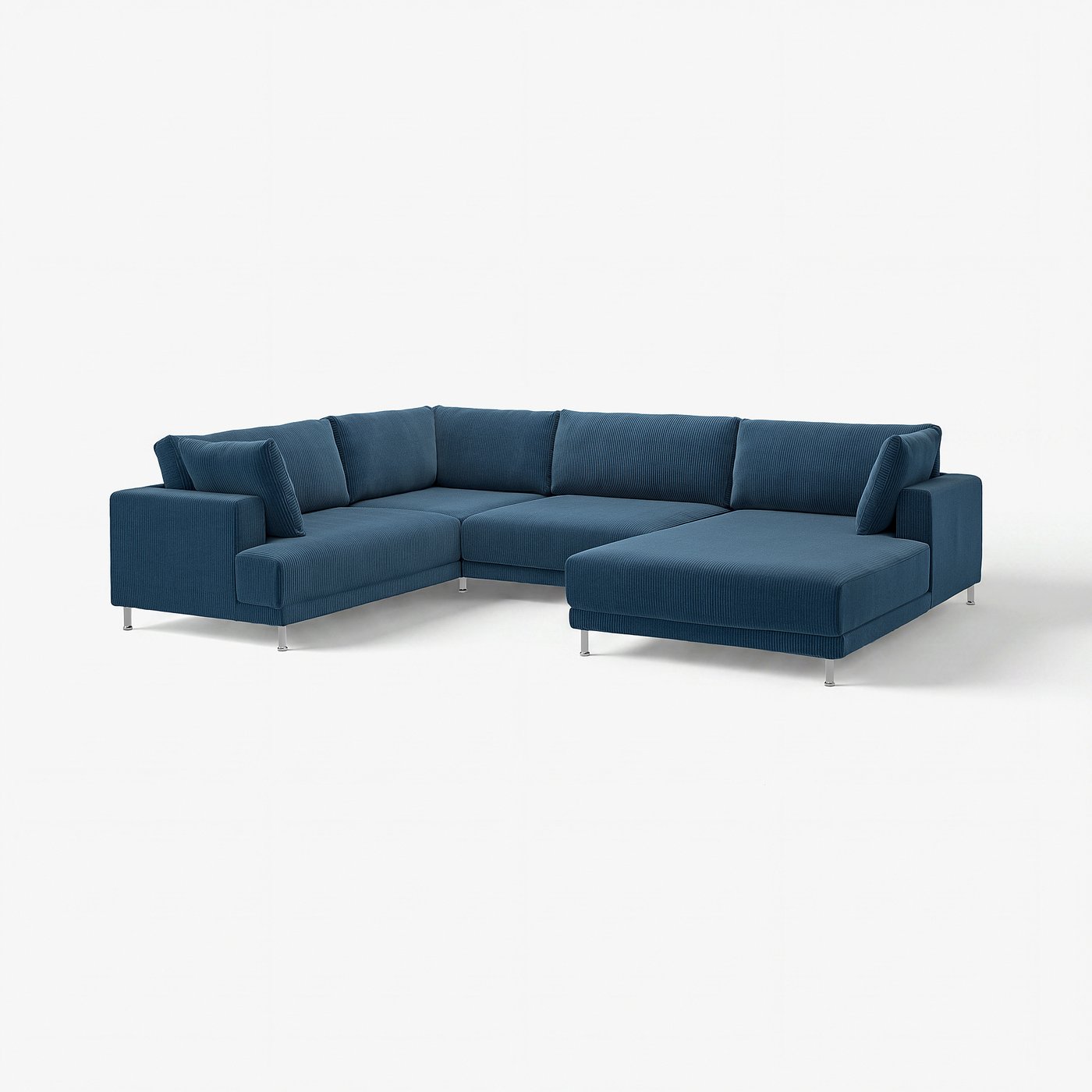 UPPÅKRA u-shaped sofa, 4,5-seat, with chaise longue, right/Samsala dark blue, 342 cm