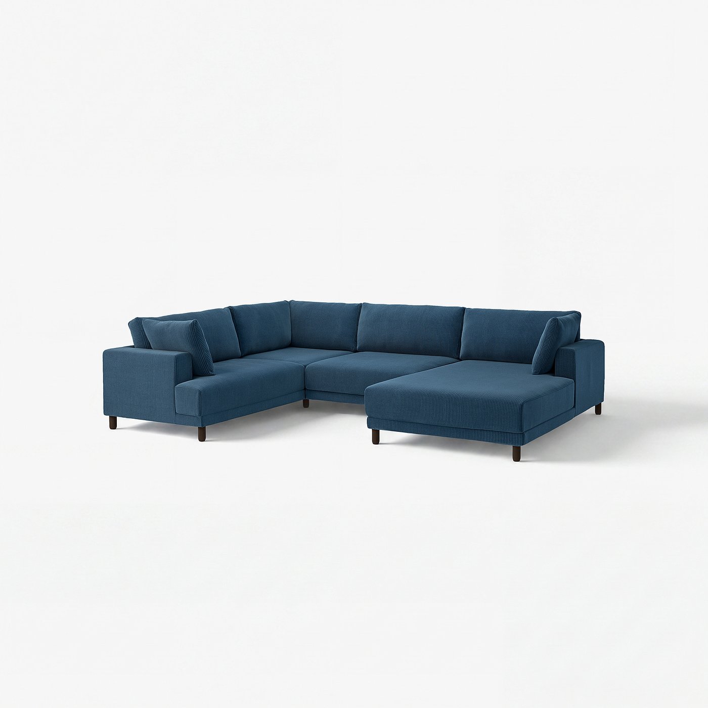 UPPÅKRA u-shaped sofa, 4,5-seat, with chaise longue, right/Samsala dark blue, 342 cm