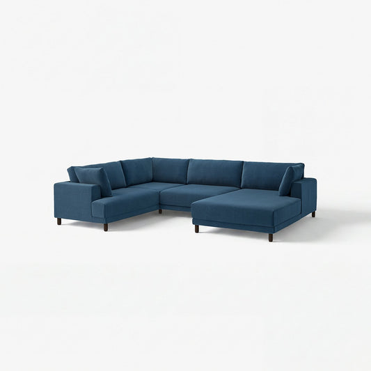UPPÅKRA u-shaped sofa, 4,5-seat, with chaise longue, right/Samsala dark blue, 342 cm