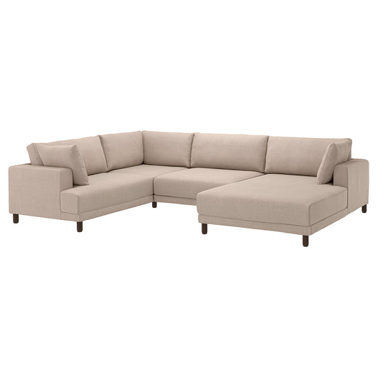 UPPÅKRA u-shaped sofa, 4,5-seat, with chaise longue, right/Samsala grey-beige, 342 cm