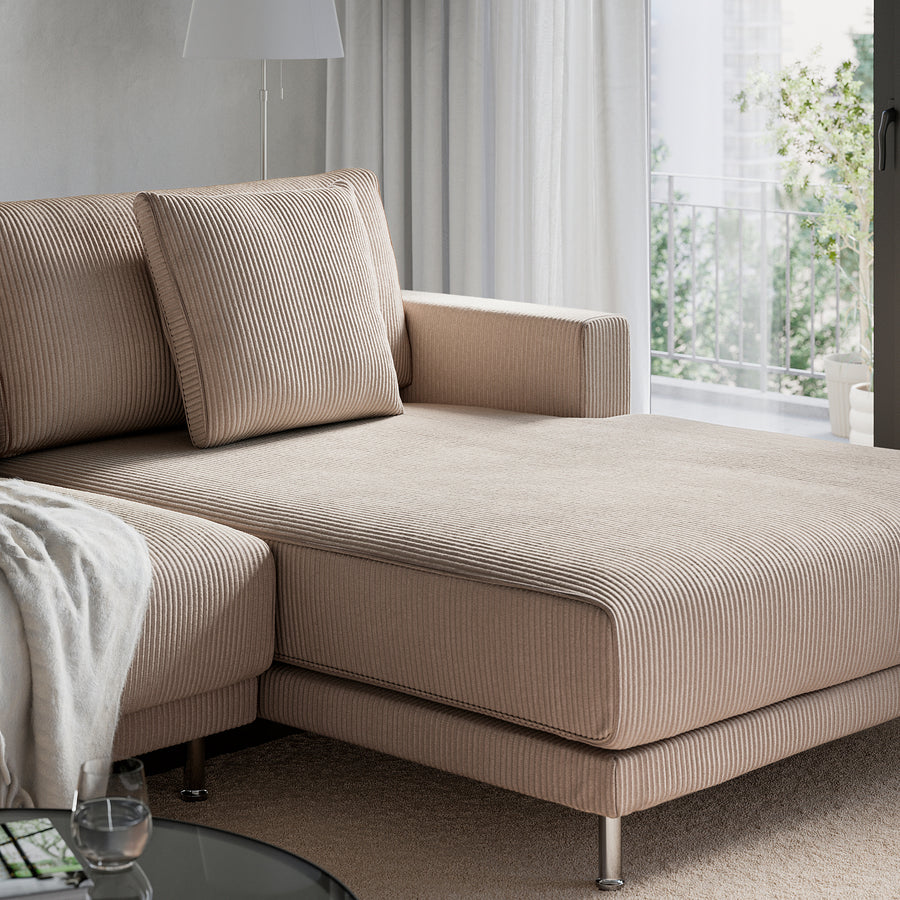 UPPÅKRA u-shaped sofa, 4,5-seat, with chaise longue, right/Samsala grey-beige, 342 cm