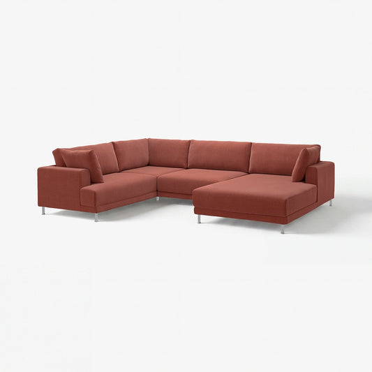 UPPÅKRA u-shaped sofa, 4,5-seat, with chaise longue, right/Samsala brown-red, 342 cm