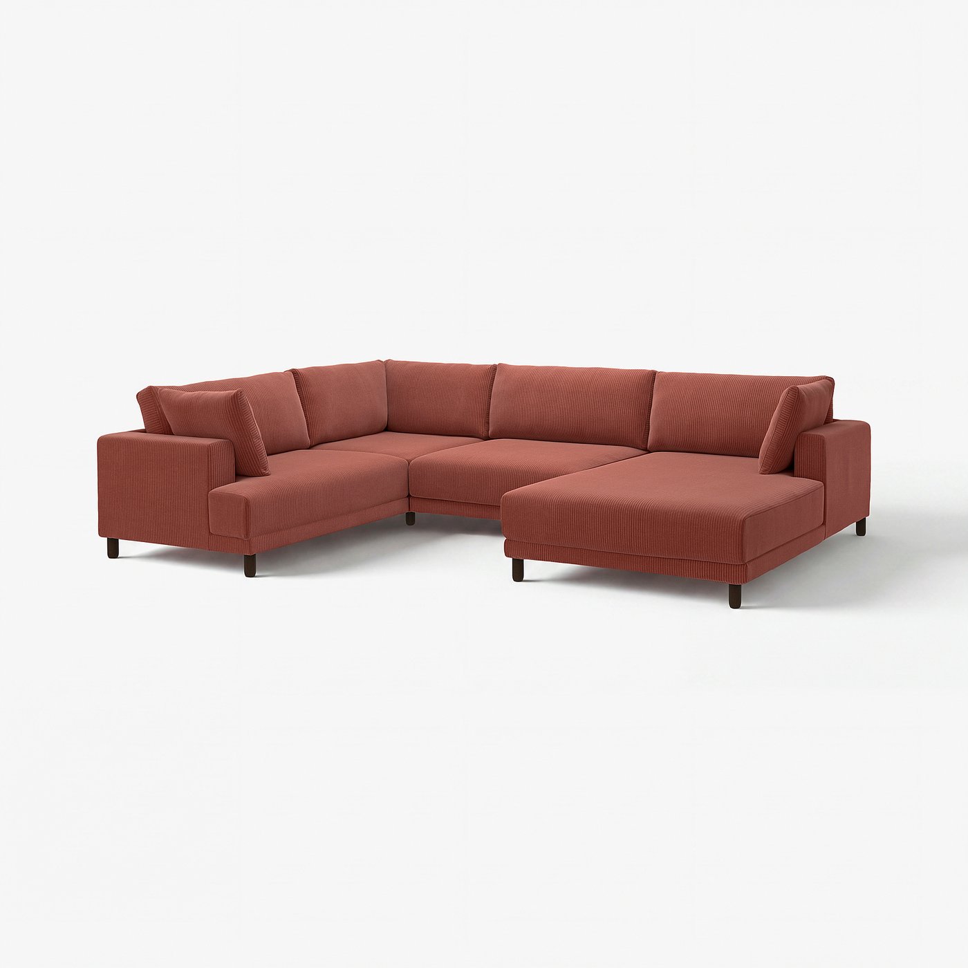 UPPÅKRA u-shaped sofa, 4,5-seat, with chaise longue, right/Samsala brown-red, 342 cm