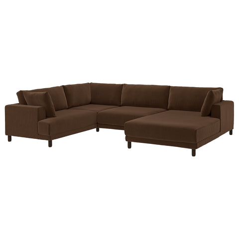 UPPÅKRA u-shaped sofa, 4,5-seat, with chaise longue, right/Samsala dark brown, 342x14x180 cm