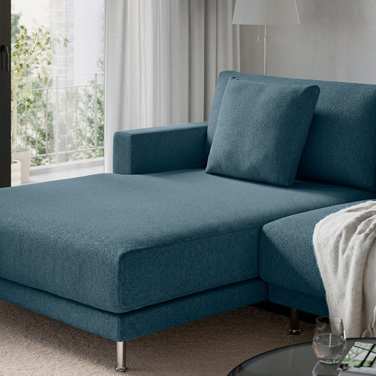 UPPÅKRA u-shaped sofa, 4,5-seat, with chaise longue, left/Axvall dark grey-blue, 342 cm