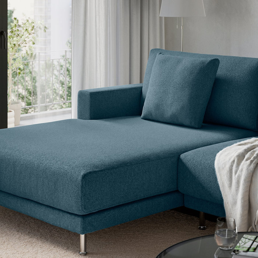 UPPÅKRA u-shaped sofa, 4,5-seat, with chaise longue, left/Axvall dark grey-blue, 342 cm