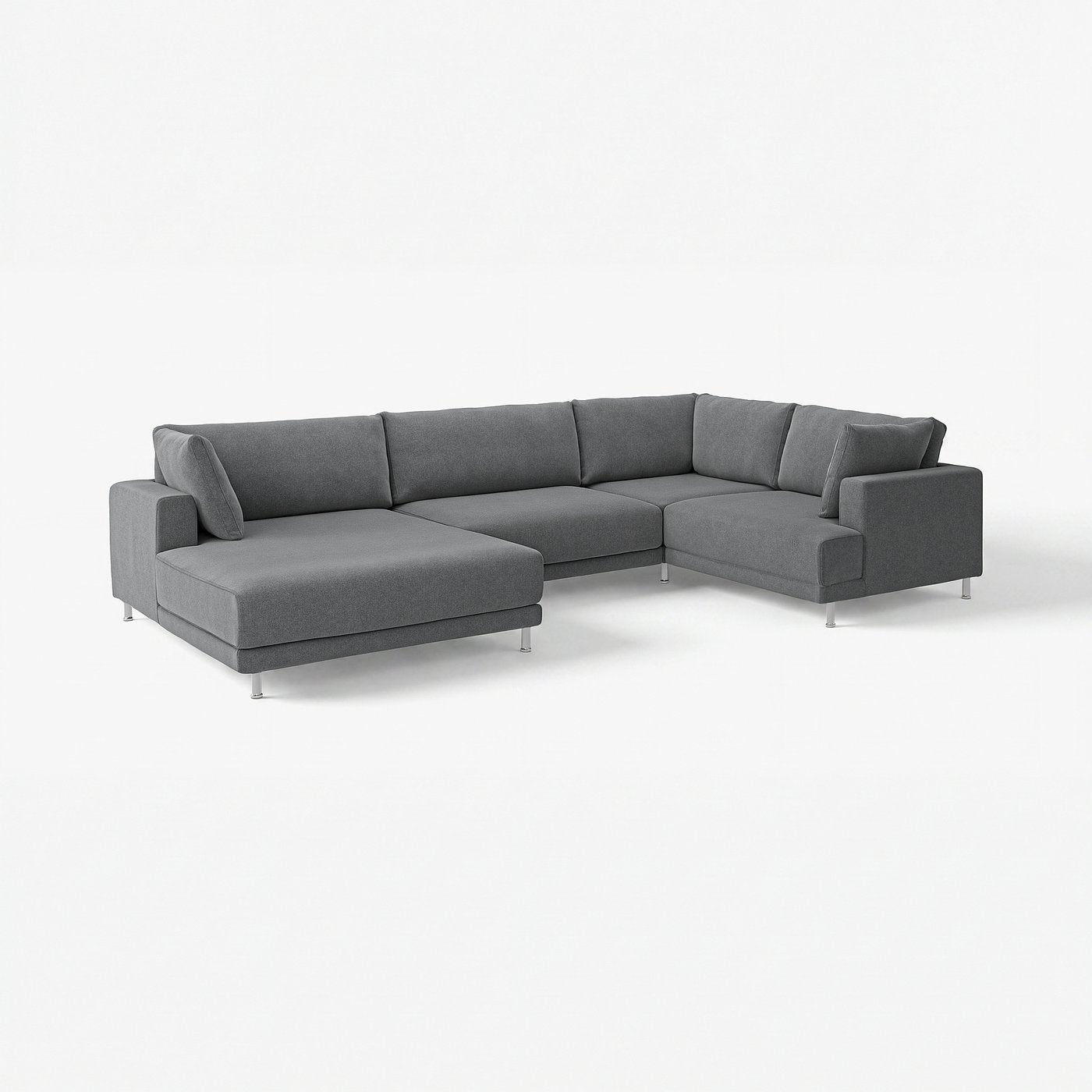 UPPÅKRA u-shaped sofa, 4,5-seat, with chaise longue, left/Johanneshov dark grey, 342 cm