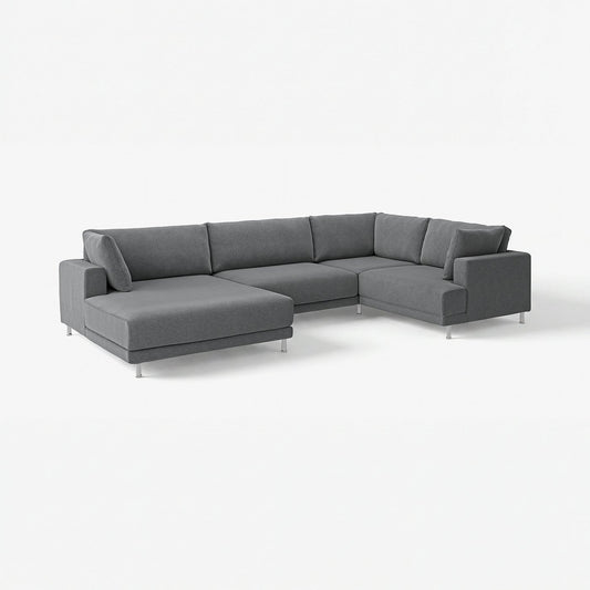 UPPÅKRA u-shaped sofa, 4,5-seat, with chaise longue, left/Johanneshov dark grey, 342 cm