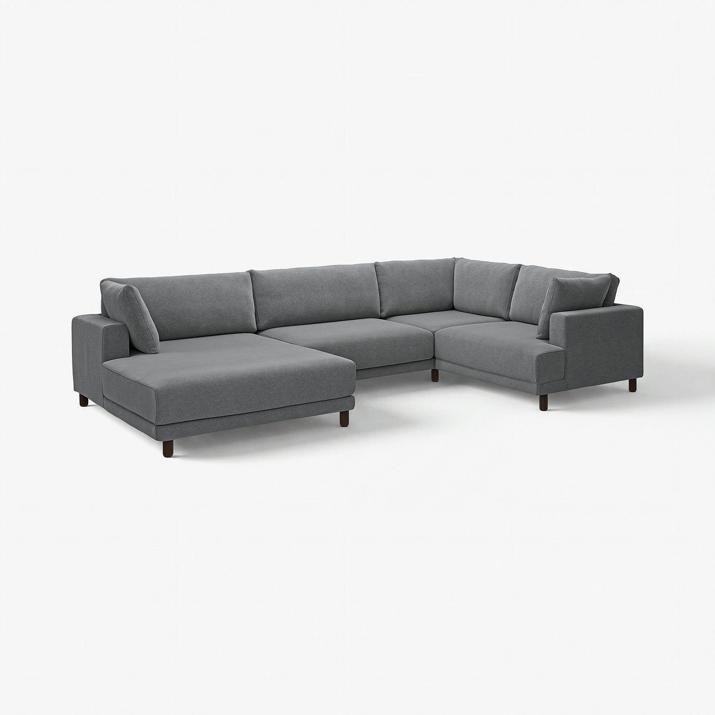 UPPÅKRA u-shaped sofa, 4,5-seat, with chaise longue, left/Johanneshov dark grey, 342 cm