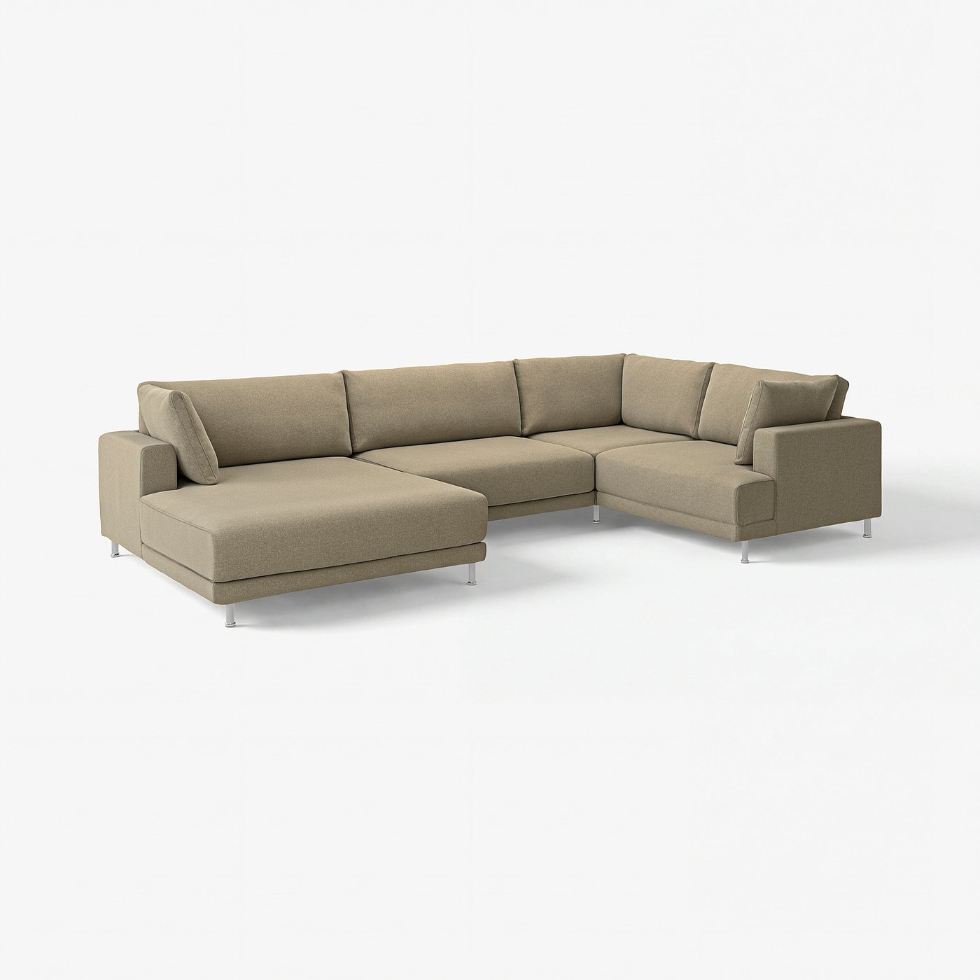 UPPÅKRA u-shaped sofa, 4,5-seat, with chaise longue, left/Johanneshov brown-beige, 342 cm