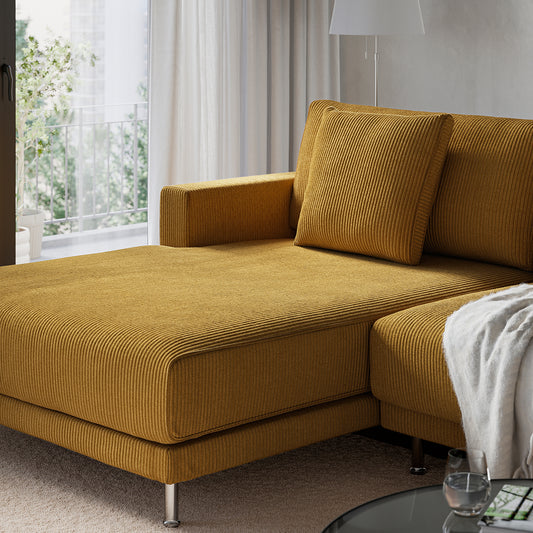 UPPÅKRA u-shaped sofa, 4,5-seat, with chaise longue, left/Samsala yellow-brown, 342 cm