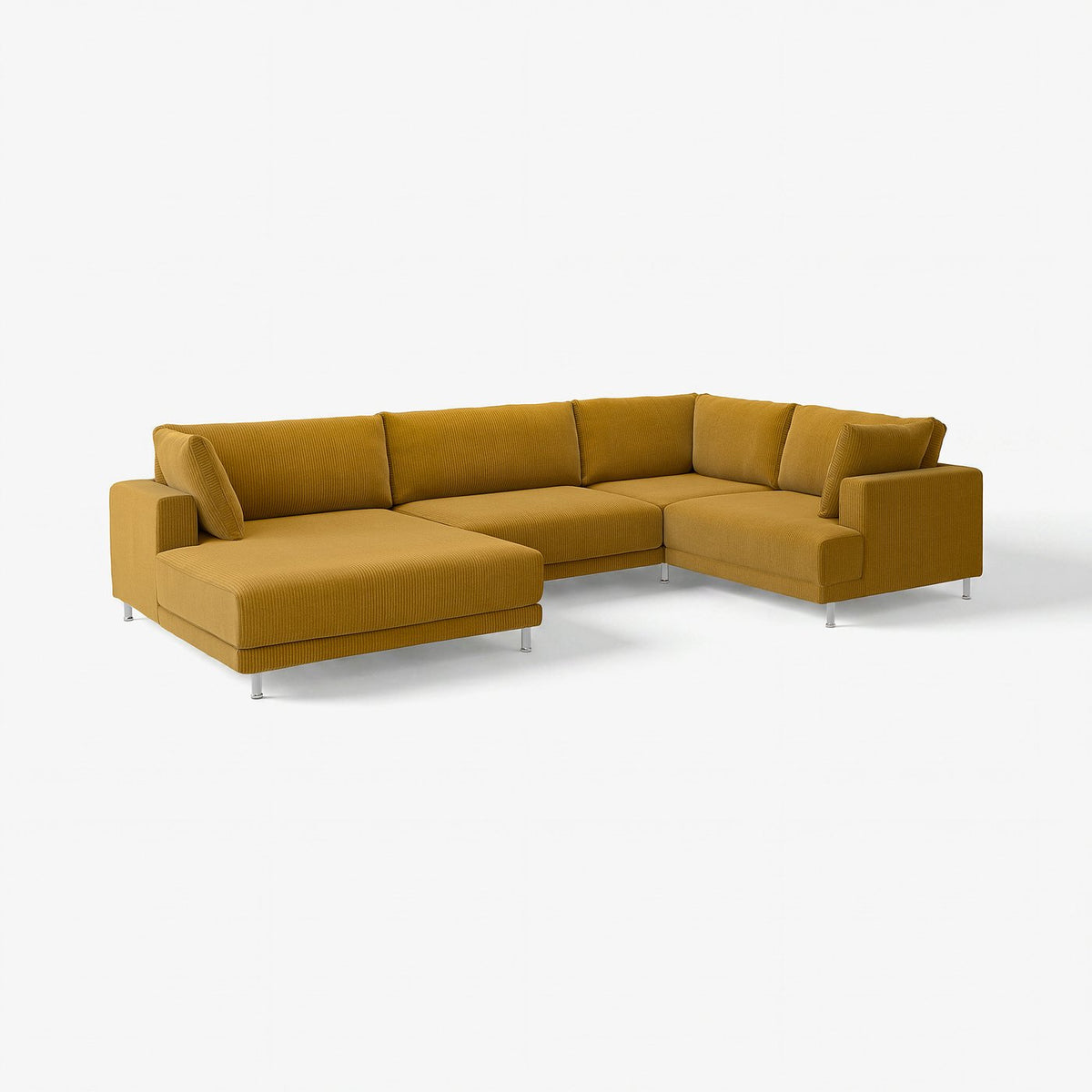 UPPÅKRA u-shaped sofa, 4,5-seat, with chaise longue, left/Samsala yellow-brown, 342 cm