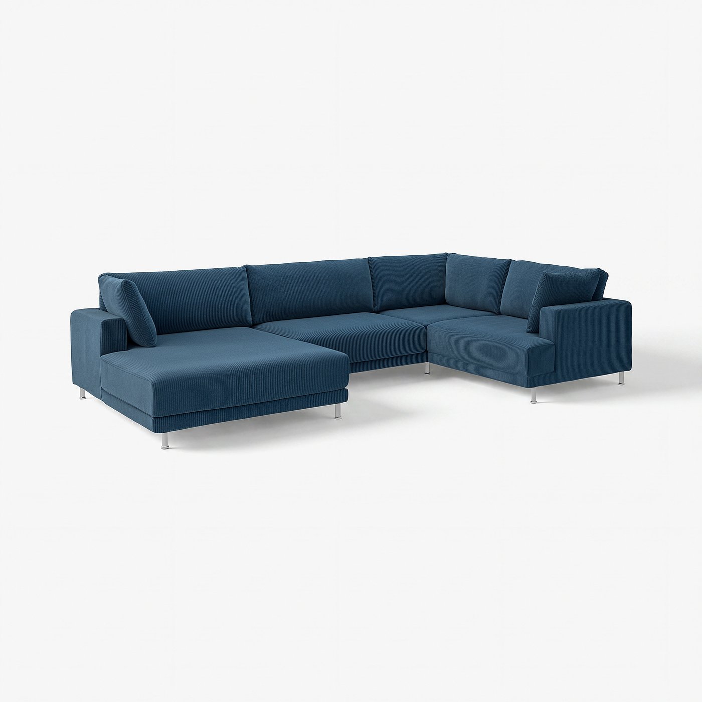 UPPÅKRA u-shaped sofa, 4,5-seat, with chaise longue, left/Samsala dark blue, 342 cm