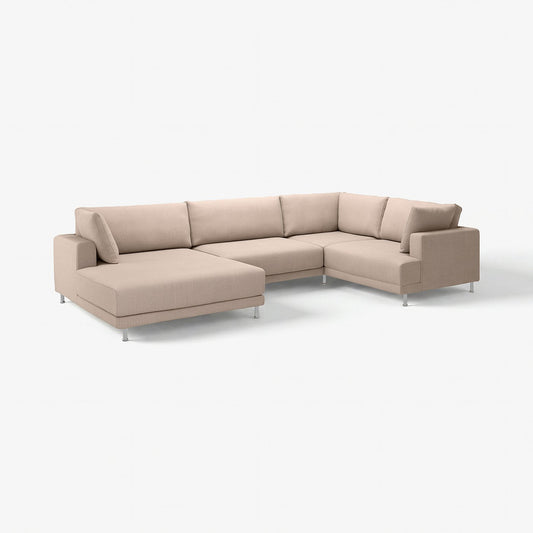 UPPÅKRA u-shaped sofa, 4,5-seat, with chaise longue, left/Samsala grey-beige, 342 cm