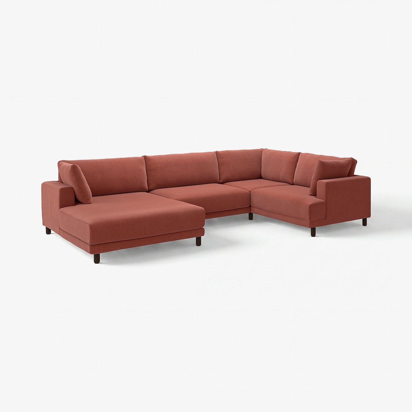 UPPÅKRA u-shaped sofa, 4,5-seat, with chaise longue, left/Samsala brown-red, 342 cm