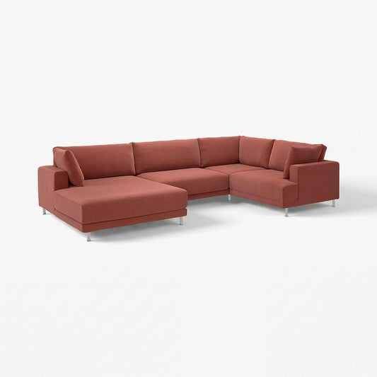 UPPÅKRA u-shaped sofa, 4,5-seat, with chaise longue, left/Samsala brown-red, 342 cm
