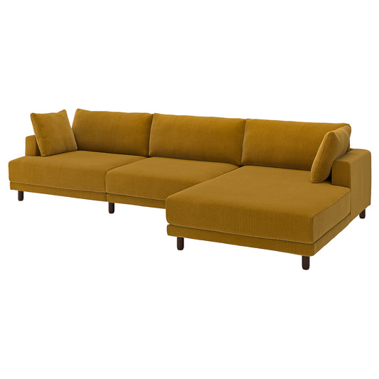 UPPÅKRA 4,5-seat modular sofa, with chaise longue, right/Samsala yellow-brown, 364x95x180 cm