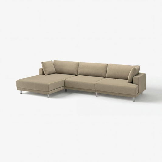 UPPÅKRA 4,5-seat modular sofa, with chaise longue, left/Johanneshov brown-beige, 364x95x180 cm