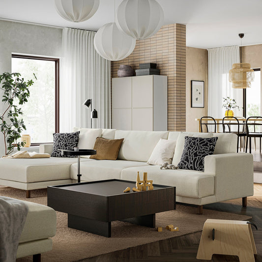 UPPÅKRA 4,5-seat modular sofa, with chaise longue, left/Samsala yellow-brown, 364x95x180 cm