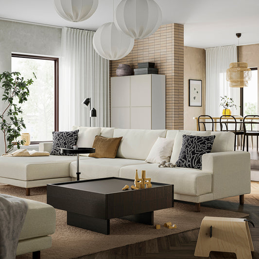 UPPÅKRA 4,5-seat modular sofa, with chaise longue, left/Samsala dark brown, 364x95x180 cm