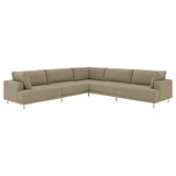UPPÅKRA modular corner sofa, 6 seat, Johanneshov brown-beige, 342x95 cm