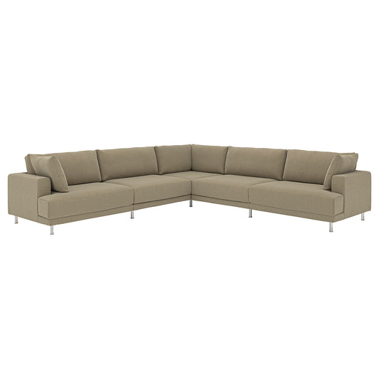UPPÅKRA modular corner sofa, 6 seat, Johanneshov brown-beige, 342x95 cm