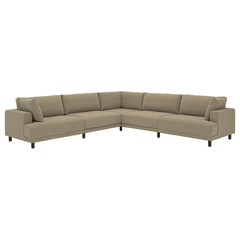 UPPÅKRA modular corner sofa, 6 seat, Johanneshov brown-beige, 342x95 cm