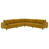 UPPÅKRA modular corner sofa, 6 seat, Samsala yellow-brown, 342x95 cm