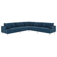 UPPÅKRA modular corner sofa, 6 seat, Samsala dark blue, 342x95 cm