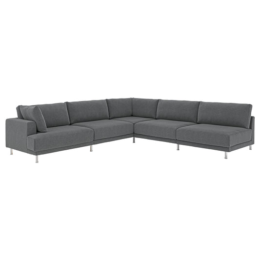 UPPÅKRA modular corner sofa, 6 seat, with open end, right/Johanneshov dark grey