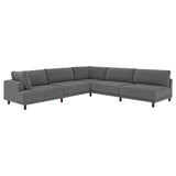 UPPÅKRA modular corner sofa, 6 seat, with open end, right/Johanneshov dark grey, 325x95 cm