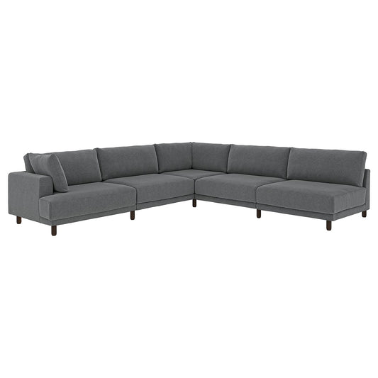 UPPÅKRA modular corner sofa, 6 seat, with open end, right/Johanneshov dark grey, 325x95 cm