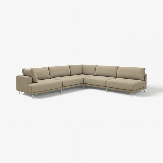 UPPÅKRA modular corner sofa, 6 seat, with open end, right/Johanneshov brown-beige