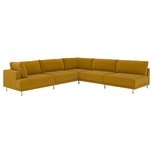 UPPÅKRA modular corner sofa, 6 seat, with open end, right/Samsala yellow-brown, 325x95 cm