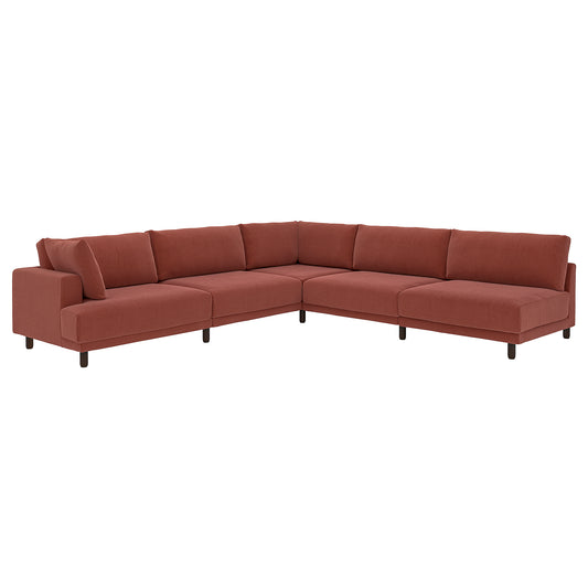 UPPÅKRA modular corner sofa, 6 seat, with open end, right/Samsala brown-red, 325x95 cm