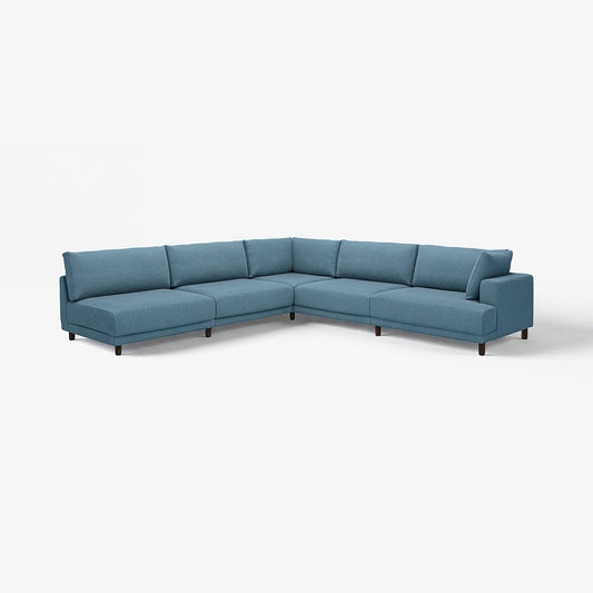 UPPÅKRA modular corner sofa, 6 seat, with open end, left/Axvall dark grey-blue