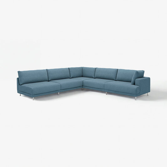 UPPÅKRA modular corner sofa, 6 seat, with open end, left/Axvall dark grey-blue