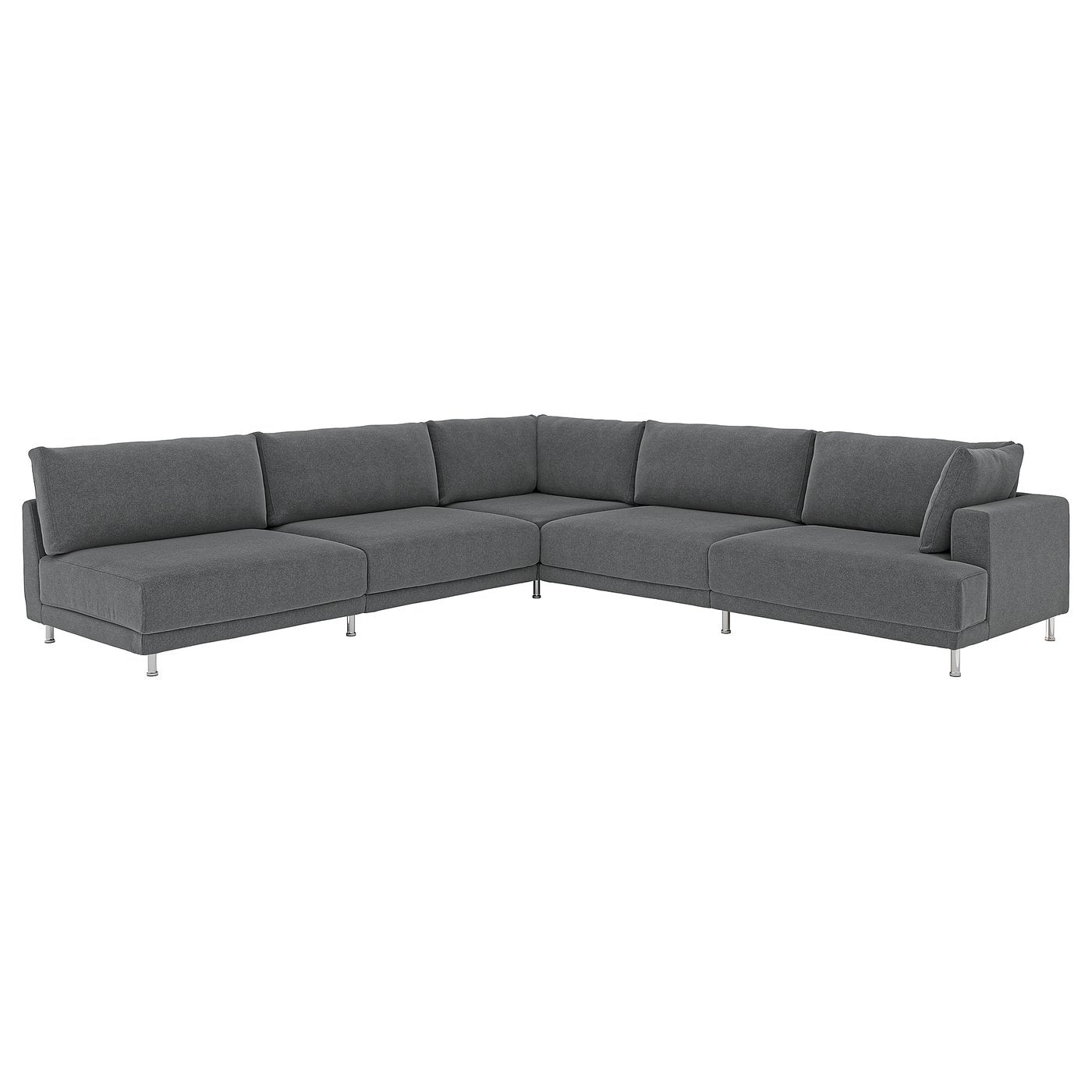 UPPÅKRA modular corner sofa, 6 seat, with open end, left/Johanneshov dark grey, 342x95 cm
