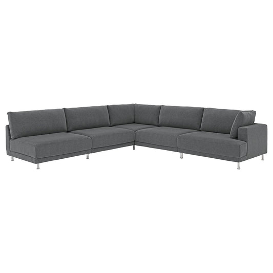 UPPÅKRA modular corner sofa, 6 seat, with open end, left/Johanneshov dark grey, 342x95 cm