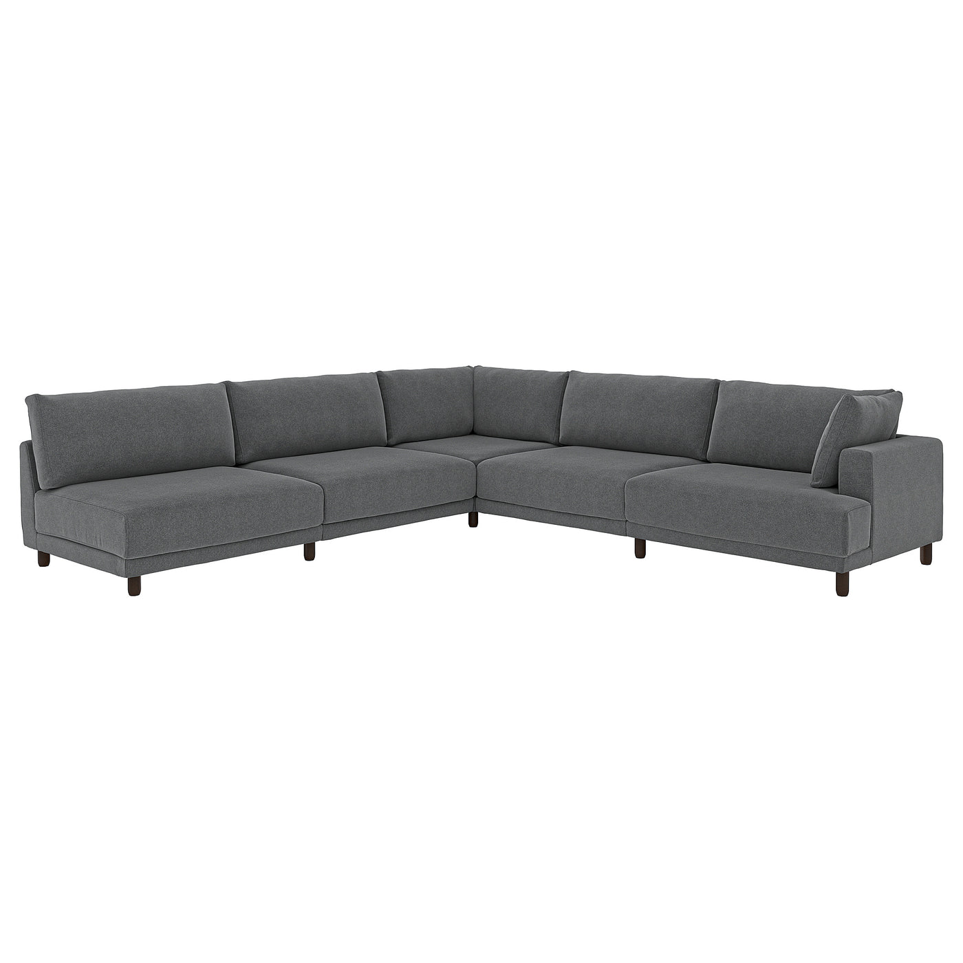 UPPÅKRA modular corner sofa, 6 seat, with open end, left/Johanneshov dark grey, 342x95 cm