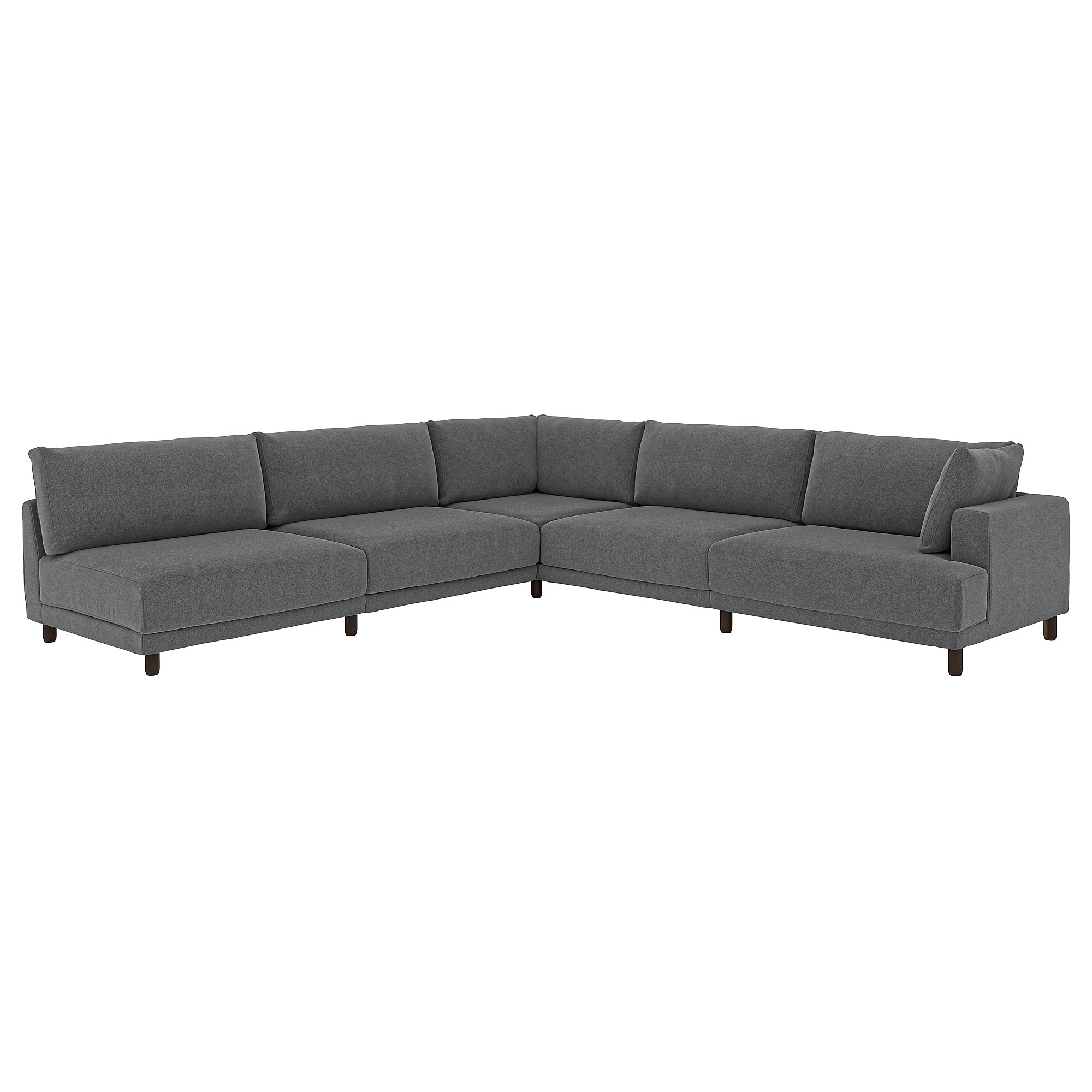 UPPÅKRA modular corner sofa, 6 seat, with open end, left/Johanneshov dark grey, 342x95 cm