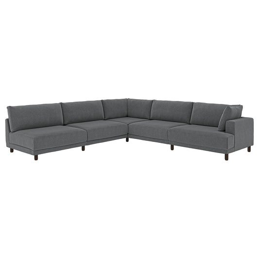 UPPÅKRA modular corner sofa, 6 seat, with open end, left/Johanneshov dark grey, 342x95 cm