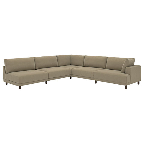 UPPÅKRA modular corner sofa, 6 seat, with open end, left/Johanneshov brown-beige, 342x95 cm