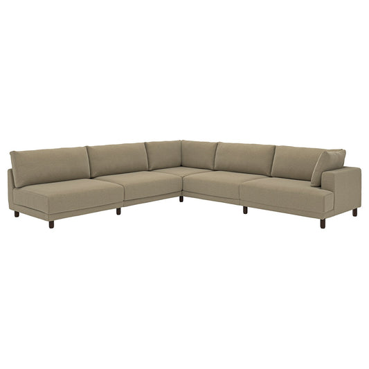 UPPÅKRA modular corner sofa, 6 seat, with open end, left/Johanneshov brown-beige, 342x95 cm
