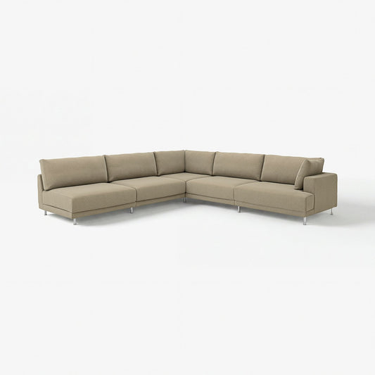 UPPÅKRA modular corner sofa, 6 seat, with open end, left/Johanneshov brown-beige
