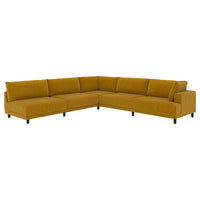 UPPÅKRA modular corner sofa, 6 seat, with open end, left/Samsala yellow-brown, 342x95 cm