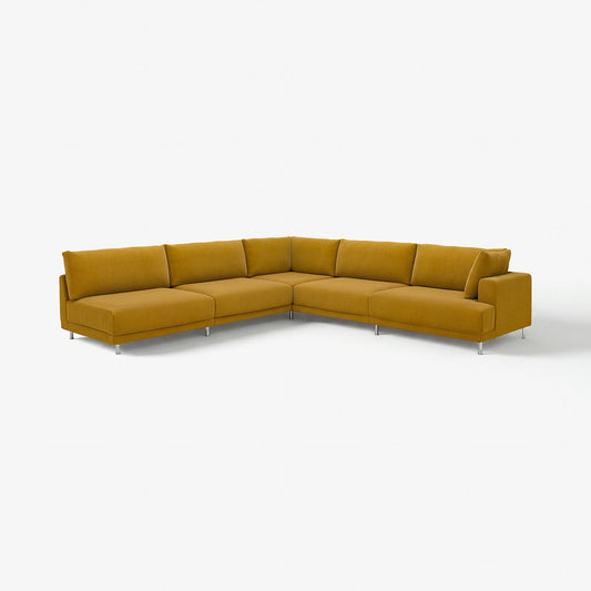 UPPÅKRA modular corner sofa, 6 seat, with open end, left/Samsala yellow-brown