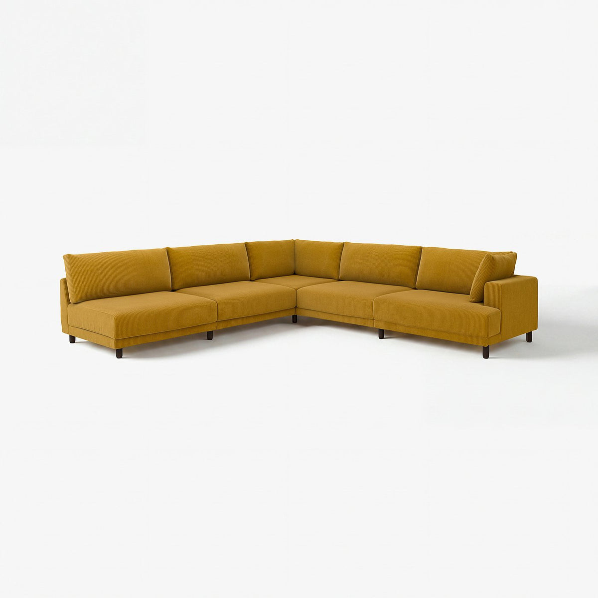 UPPÅKRA modular corner sofa, 6 seat, with open end, left/Samsala yellow-brown, 342x95 cm