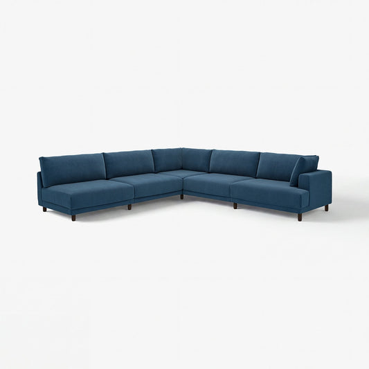 UPPÅKRA modular corner sofa, 6 seat, with open end, left/Samsala dark blue