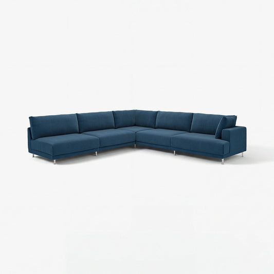 UPPÅKRA modular corner sofa, 6 seat, with open end, left/Samsala dark blue